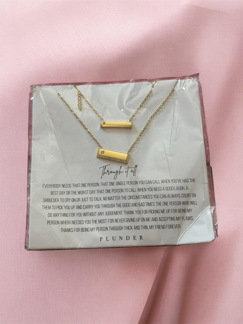 Plunder Gold-Tone Bar Pendant Layered Necklace